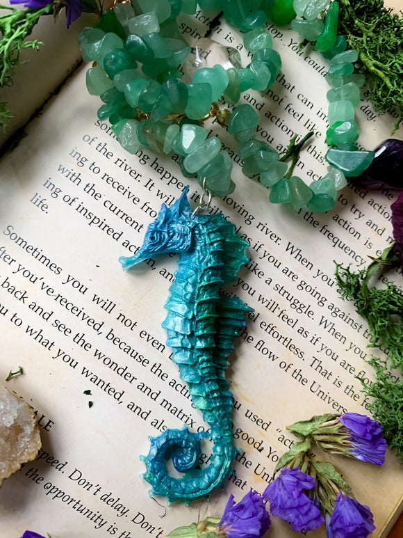 Seahorse pendant crystal necklace
