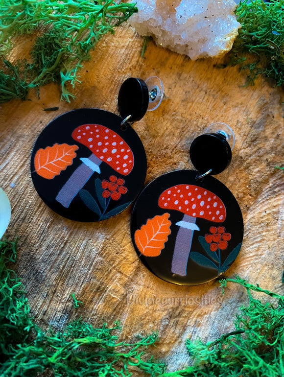 Cottagecore fungi earrings